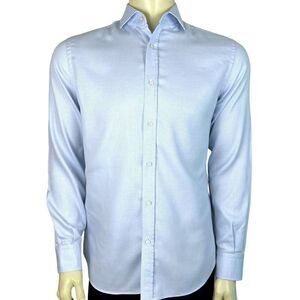 Mossimo Dutti Long Sleeved Dress Shirt w/Super Fine Lt Blue/White Dots Size L
